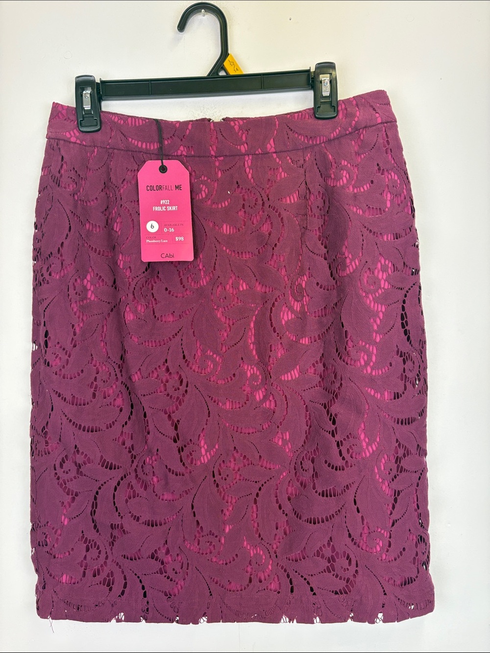 CAbi 128 Frolic Jacket Plumberry Lace Blazer Size 6 NWT Lace Overlay